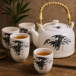 Teapot Set White Stone Oriental - SHAMTAM.COM