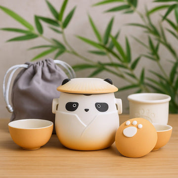 Tekandesæt med 3 kopper orange panda