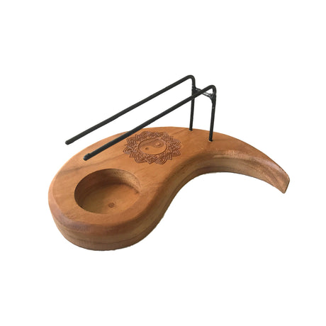 Palo Santo Holder Teardrop - Teak Wood - Yin & Yang Design - SHAMTAM.COM