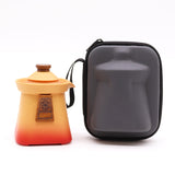 Temple Teapot Set & Three Cups - Orange Earth - SHAMTAM.COM