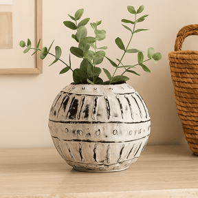 Terracotta Plant Pot Greek Bubble Cream 10cm - SHAMTAM.COM