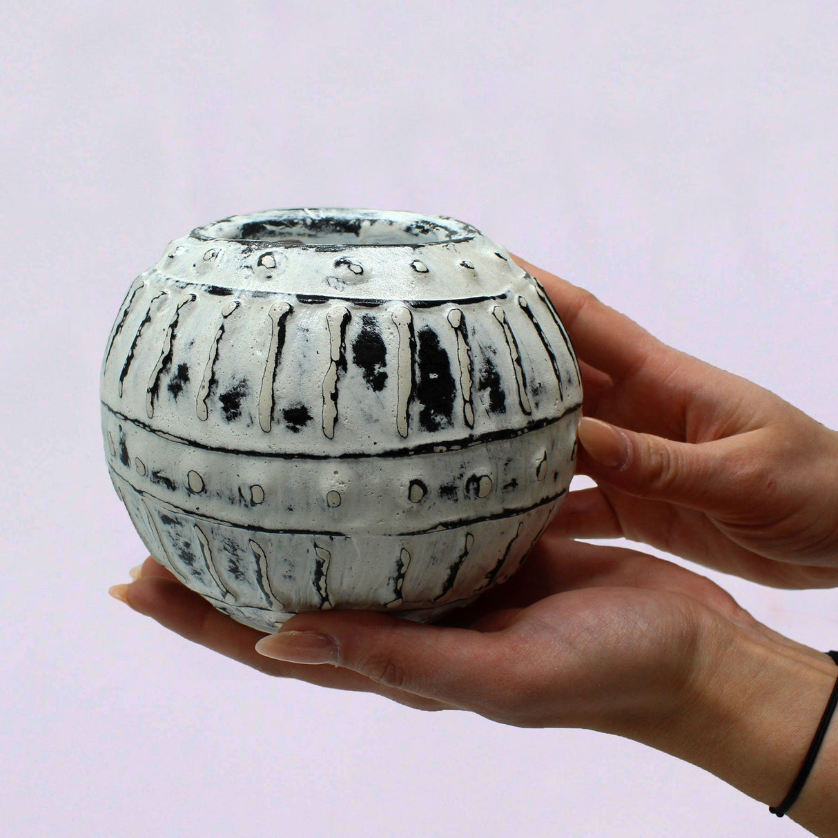 Boho Pot Greek Bubble Clay Plant - Cream 10cm - SHAMTAM.COM