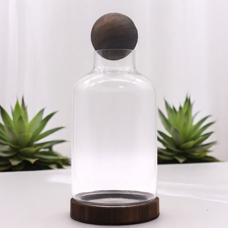 Large Ball Top Terarium on Dark Tung Wood - SHAMTAM.COM