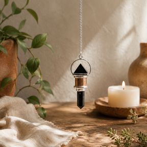 The Night Watcher - Péndulo de cobre combinado - Obsidiana