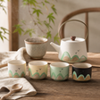 Thousand Miles - Tea Set - Four Cups - Ceremonial Cloth & Bamboo Grip — styled in a warm, naturally lit interior