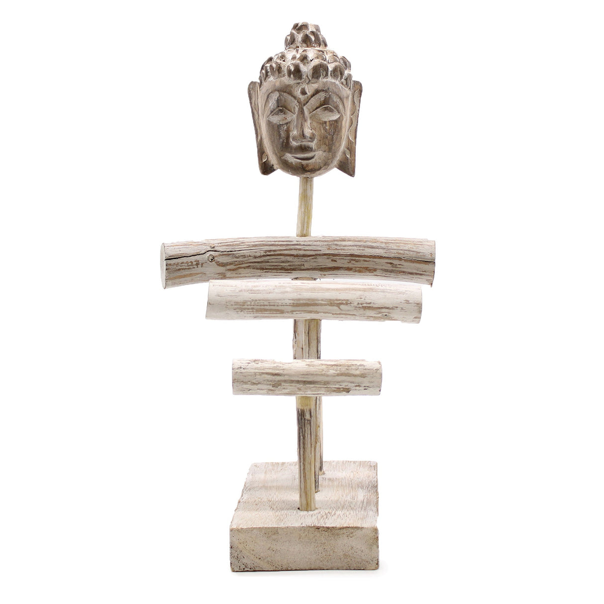 Three Branch & Buddha Stand - Whitewash - SHAMTAM.COM