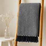 Throw Blanket Navy Zigzag 125x150cm - SHAMTAM.COM