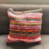 Handcrafted Aqua Blue Rag Rug Cushion Covers - Vibrant Multicolor Woven Throw Pillow for Home Decor - SHAMTAM.COM