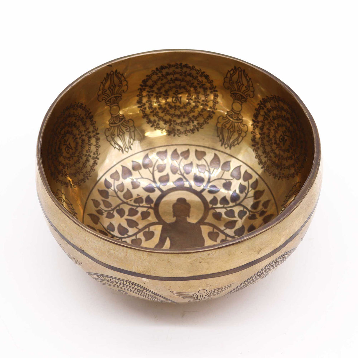 Tibetan SingingBowl - 16cm - Bodhi Tree Buddha Healing Engraved - SHAMTAM.COM