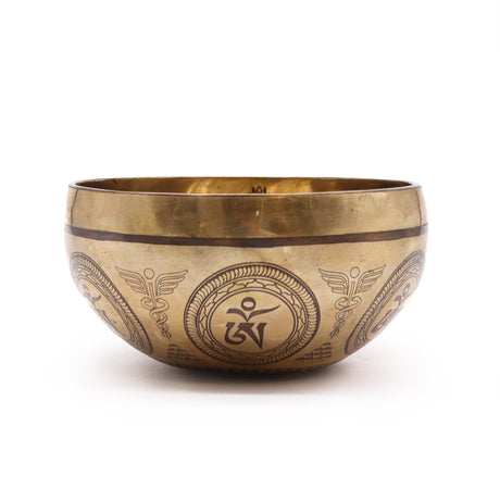 Tibetan SingingBowl - 16cm - Bodhi Tree Buddha Healing Engraved - SHAMTAM.COM