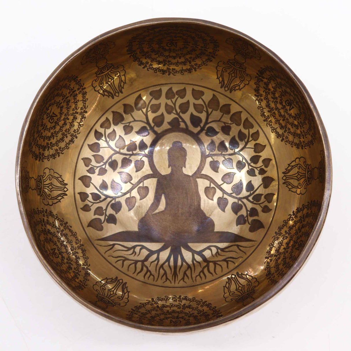 Tibetan SingingBowl - 16cm - Bodhi Tree Buddha Healing Engraved - SHAMTAM.COM