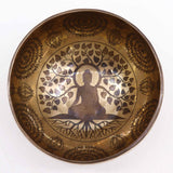 Tibetan SingingBowl - 16cm - Bodhi Tree Buddha Healing Engraved - SHAMTAM.COM