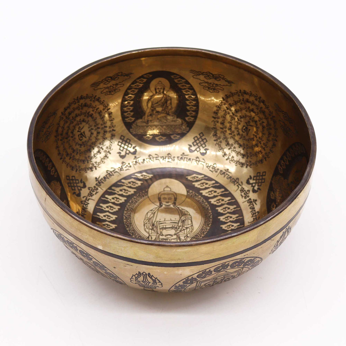 Tibetan Singing Bowl - 21cm - 5 Buddhas Healing Engraved - SHAMTAM.COM