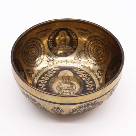 Tibetan Singing Bowl - 21cm - 5 Buddhas Healing Engraved - SHAMTAM.COM