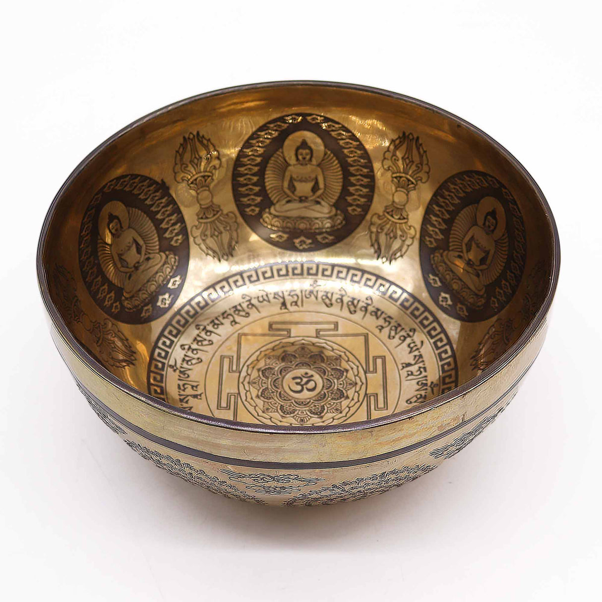 Tibetan Singing Bowl - 21cm - Om & Buddha Healing Engraved - SHAMTAM.COM