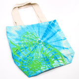 Tye - Dye Cotton Bag (6oz) - 38x42x12cm - Sea Shell - Blue/Green - Green Handle - SHAMTAM.COM