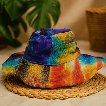 Chapeau bohème tie-dye chanvre coton bordure rigide