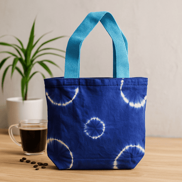 Bawełniana torba na ramię Tie-Dye Niebieskie Koła 38x42x12cm