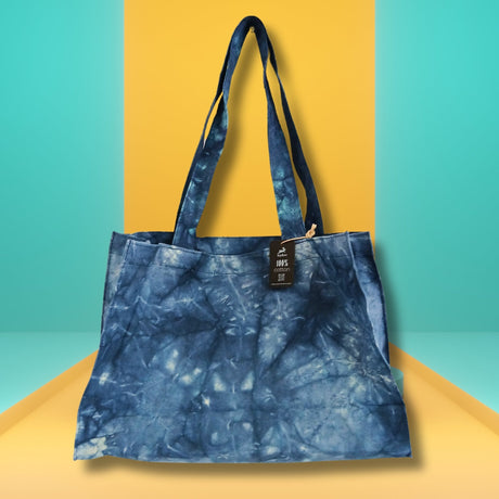 Stylish Deep Sea Blue Tie - Dye Tote Bag with Long Handles - Perfect for Everyday Use - SHAMTAM.COM