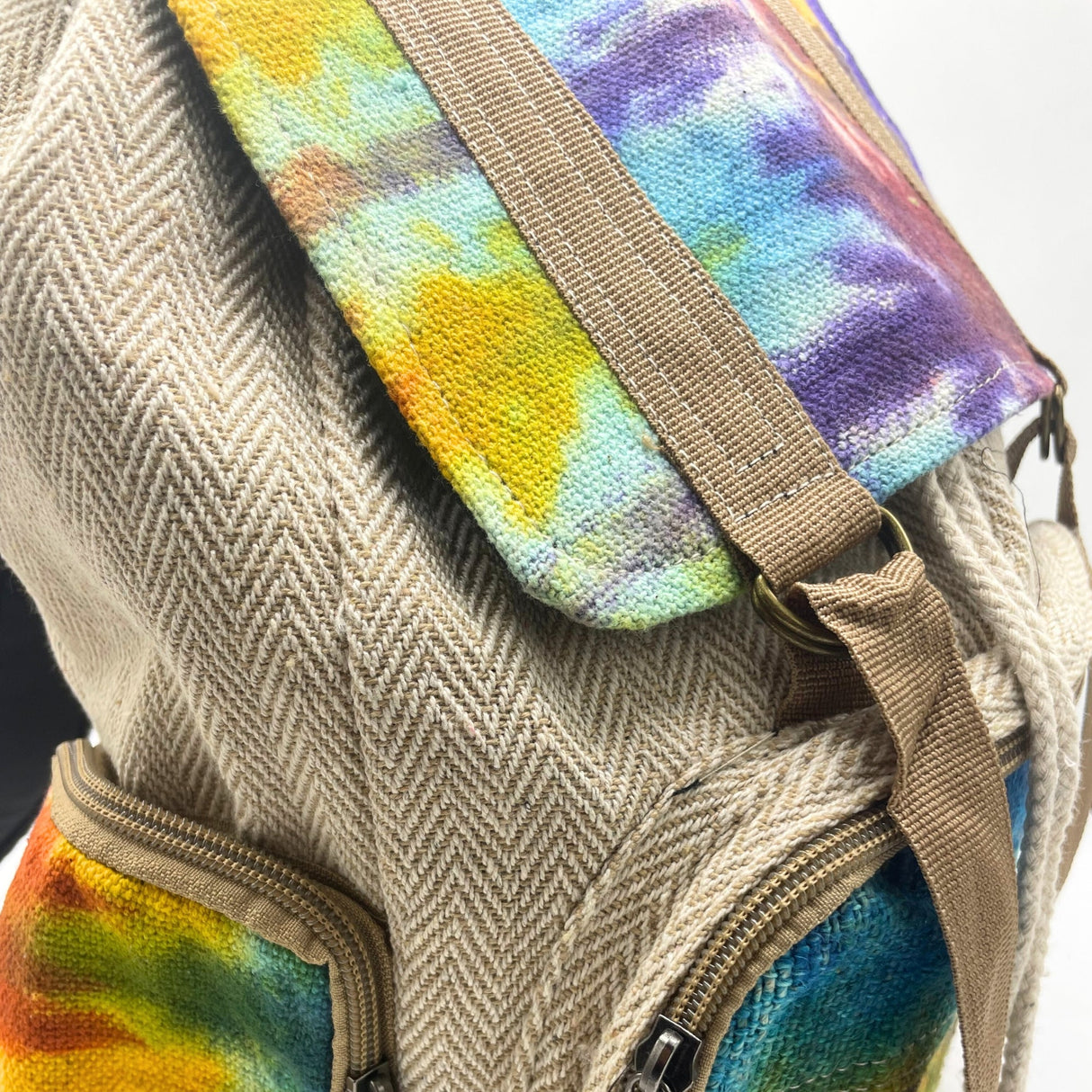 Boho Backpack Tiedye Hemp Large Square - SHAMTAM.COM