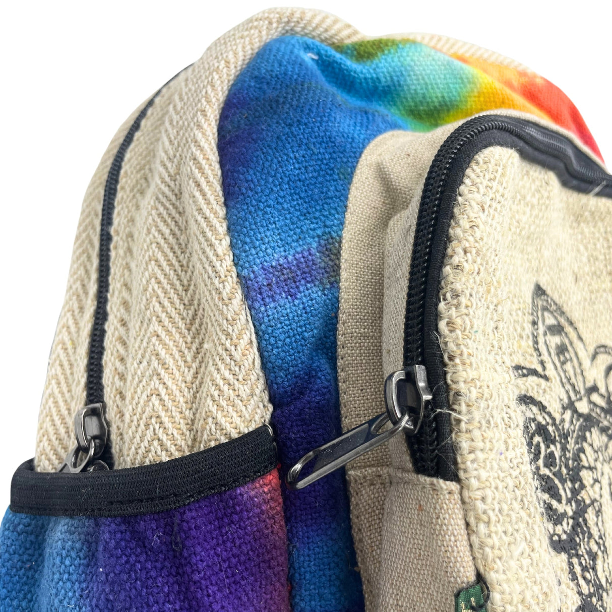 Boho Backpack Tiedye Hemp Medium - 7 Chakra - SHAMTAM.COM