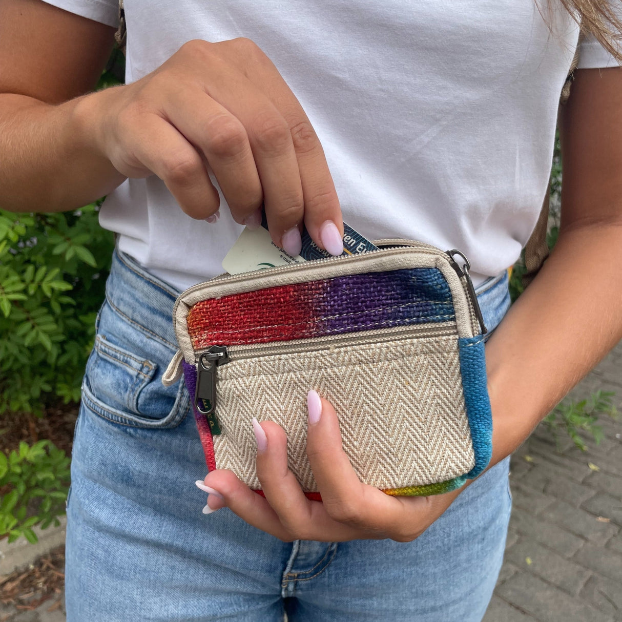 Hemp Pouch Wallet Tie - dye Square - SHAMTAM.COM