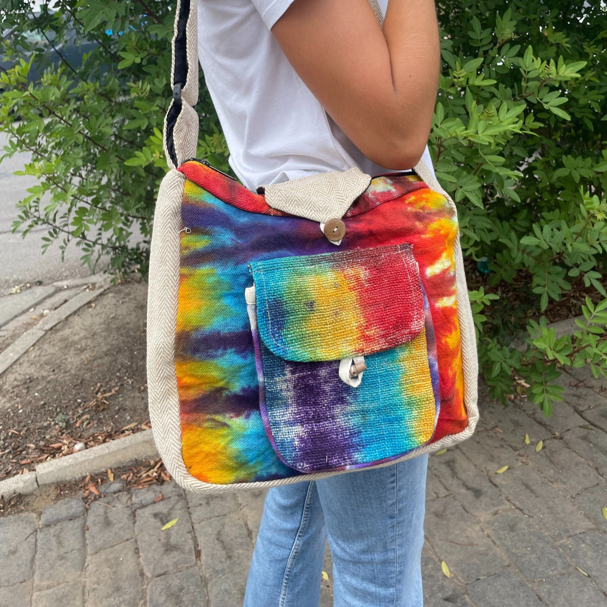 Tiedye Hemp Study Bag with Front Pocket - SHAMTAM.COM