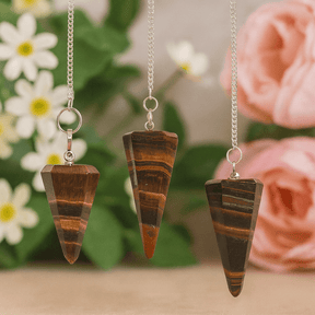 Tiger Eye Crystal Pendulum With Chain - SHAMTAM.COM