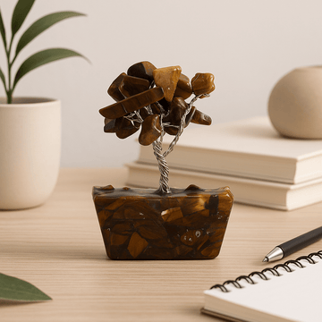 Tiger Eye Gemstone Tree Orgonite Base 15 Gemstones
