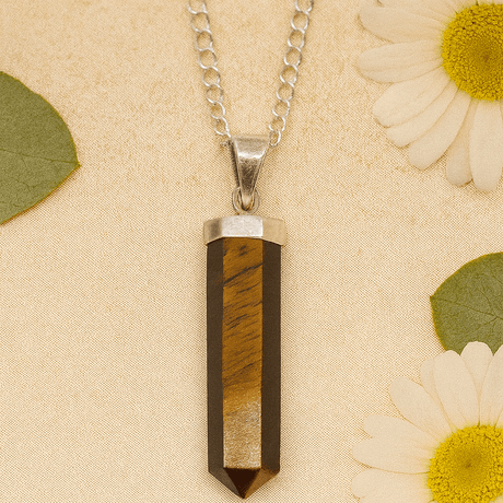 Tiger Eye Pendant, Gemstone Point - SHAMTAM.COM
