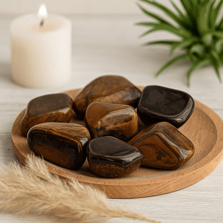 Tiger Eye Tumbled Stones African Large - 6 Pieces - SHAMTAM.COM