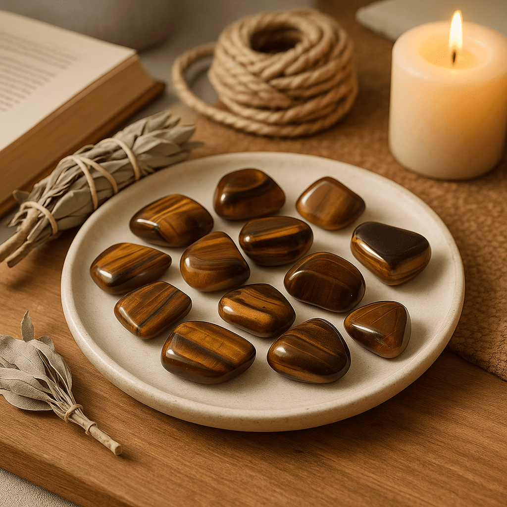 Tiger Eye Tumbled Stones Gold 24 Pieces - SHAMTAM.COM