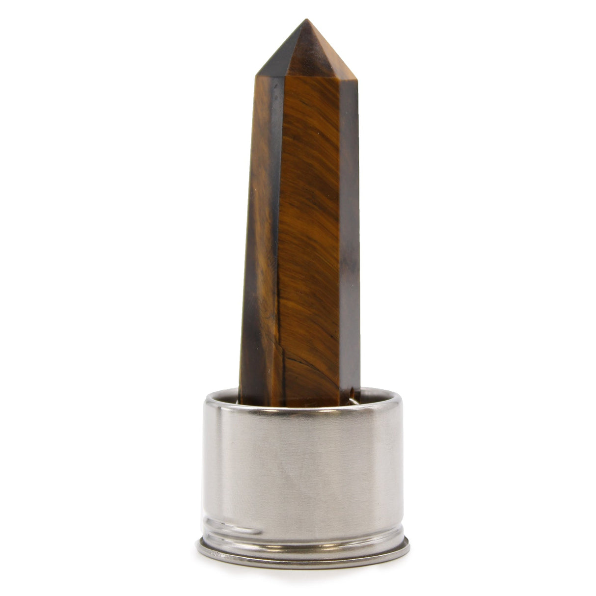 Tiger's Eye Obelisk & Angel - Metal Base - SHAMTAM.COM