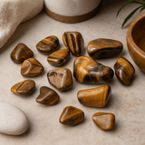 Tigers Eye Tumbled Stones, Golden 12 Pieces - SHAMTAM.COM