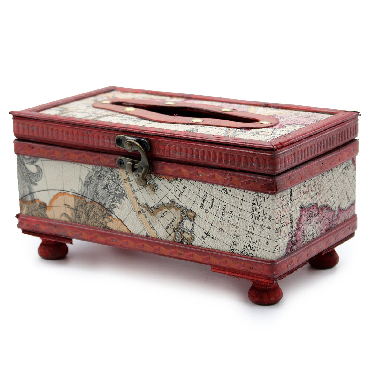 Tissue Box Old Map with Legs - SHAMTAM.COM