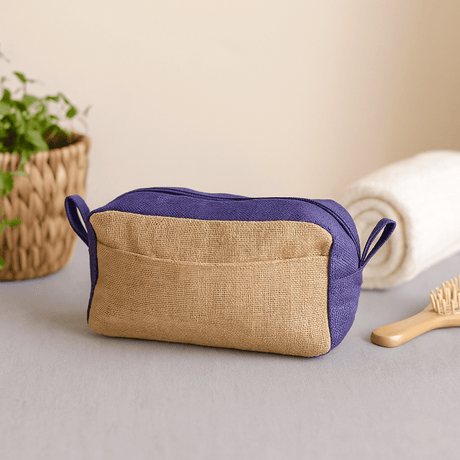 Toiletry Bag Jute Natural and Lavender - SHAMTAM.COM