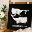 Tote Bag Black 8oz Cotton Whales Print 38x42cm - SHAMTAM.COM