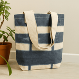 Tote Bag Cotton Tie - Dye Grey Blocks 38x42x12cm - SHAMTAM.COM