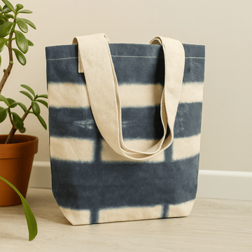 Baumwoll-Tragetasche Tie-Dye Graue Blöcke 38x42x12cm