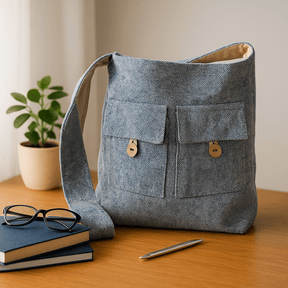 Tote Bag Denim Two Pocket Large - SHAMTAM.COM