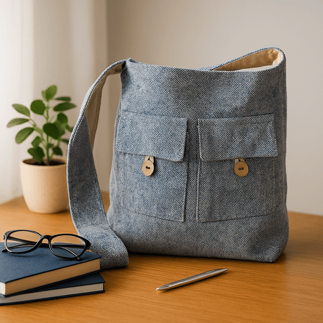 Tote Bag Denim Two Pocket Large - SHAMTAM.COM