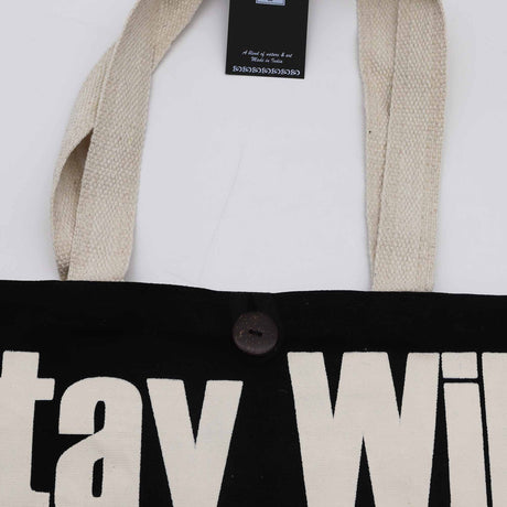 Tote Bag Stay Wild Mood Child Black - Natural 10oz - SHAMTAM.COM