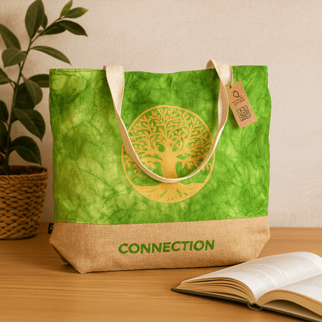 Tote Bag Tree of Life Green Stonewash - SHAMTAM.COM