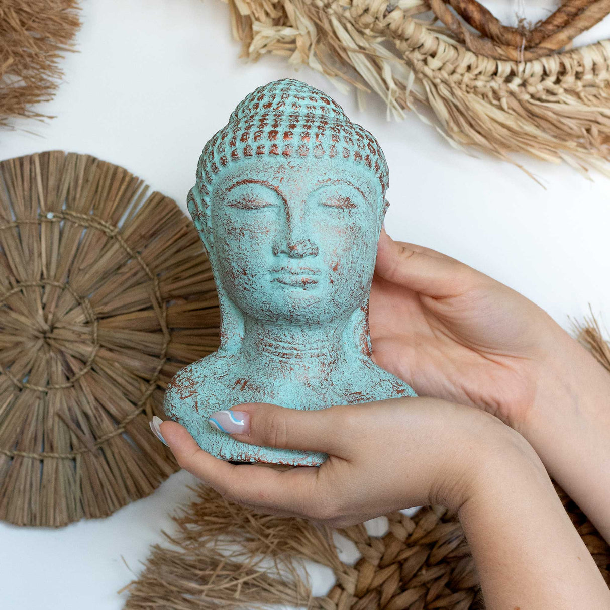 Tranquility Buddha Head - Green Copper - SHAMTAM.COM