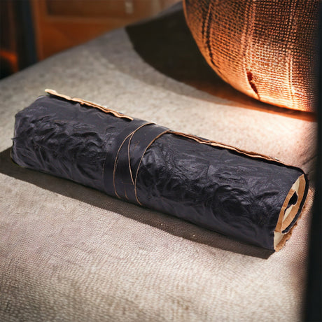Travel Notebook Rolled Leather - 96 pages - Black 21x15cm - SHAMTAM.COM