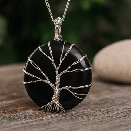 Tree of Life Black Onyx Pendant Necklace - SHAMTAM.COM