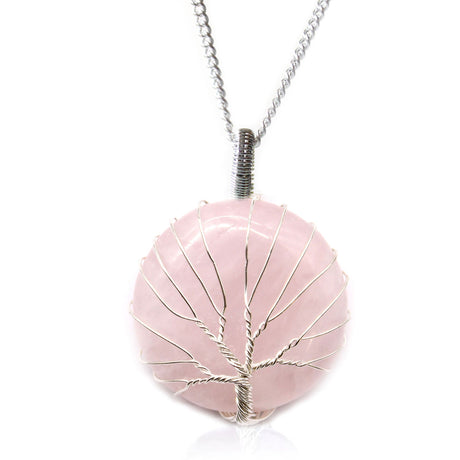 Tree of Life Necklace - Rose Quartz Crystal Gemstone - SHAMTAM.COM