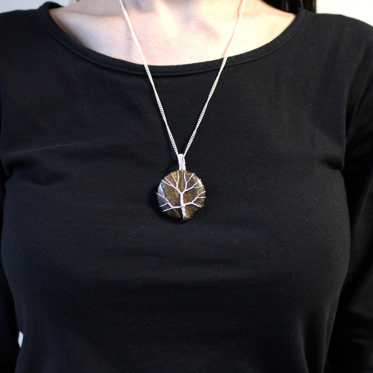 Tree of Life Necklace - Tiger Eye Crystal Gemstone - SHAMTAM.COM