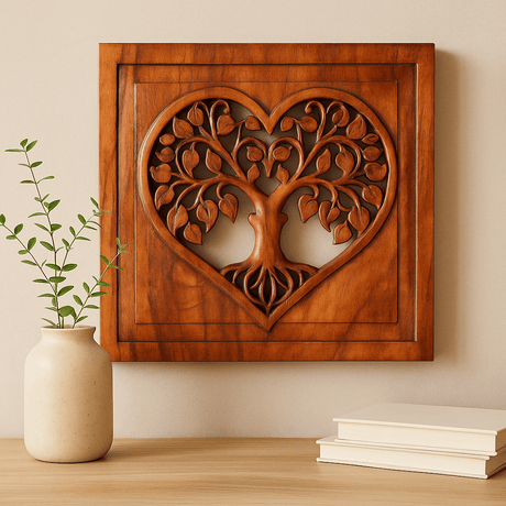 Tree of Life Heart Wall Panel 40x40cm - SHAMTAM.COM