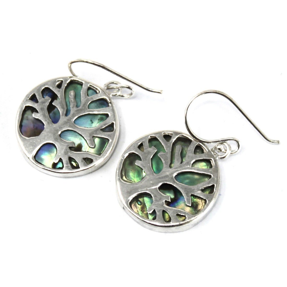 Tree of Life Silver Earrings 15mm - Abalone - SHAMTAM.COM